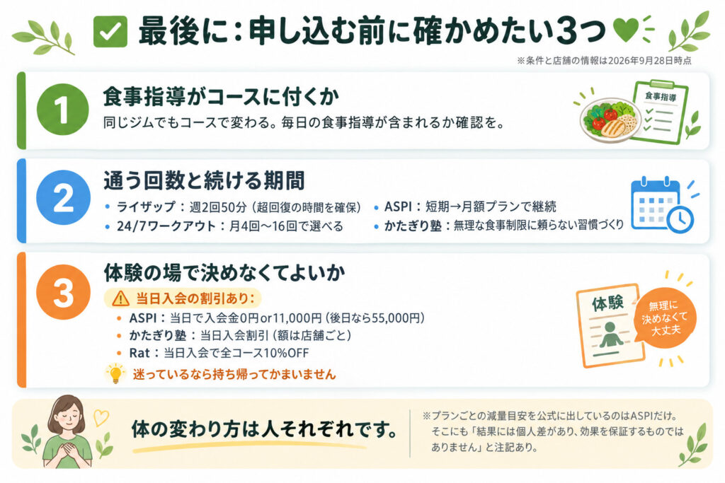最後に：申し込む前に確かめたい3つ